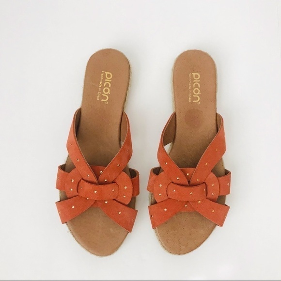 New! Picón Handmade in Spain Leather Espadrilles Straw Studded Braided Sandals - Picture 6 of 11